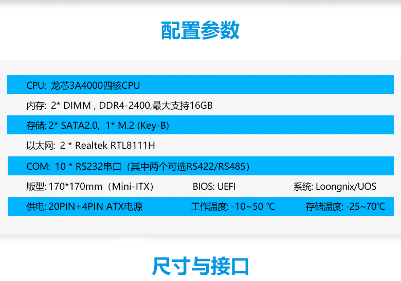 龙芯3A4000工控主板GM-M3A4(图2)