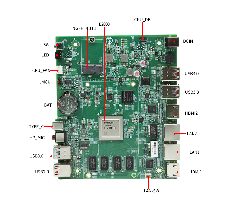 飞腾E2000Q国产一体机主板S210E(图6) 飞腾E2000Q国产一体机主板S210E(图6)
